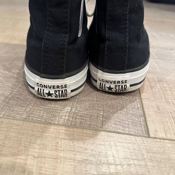 CONVERSE YOUTH SIZE 2 BLACK HIGH TOP SNEAKERS SHOES - Picture 6 of 9